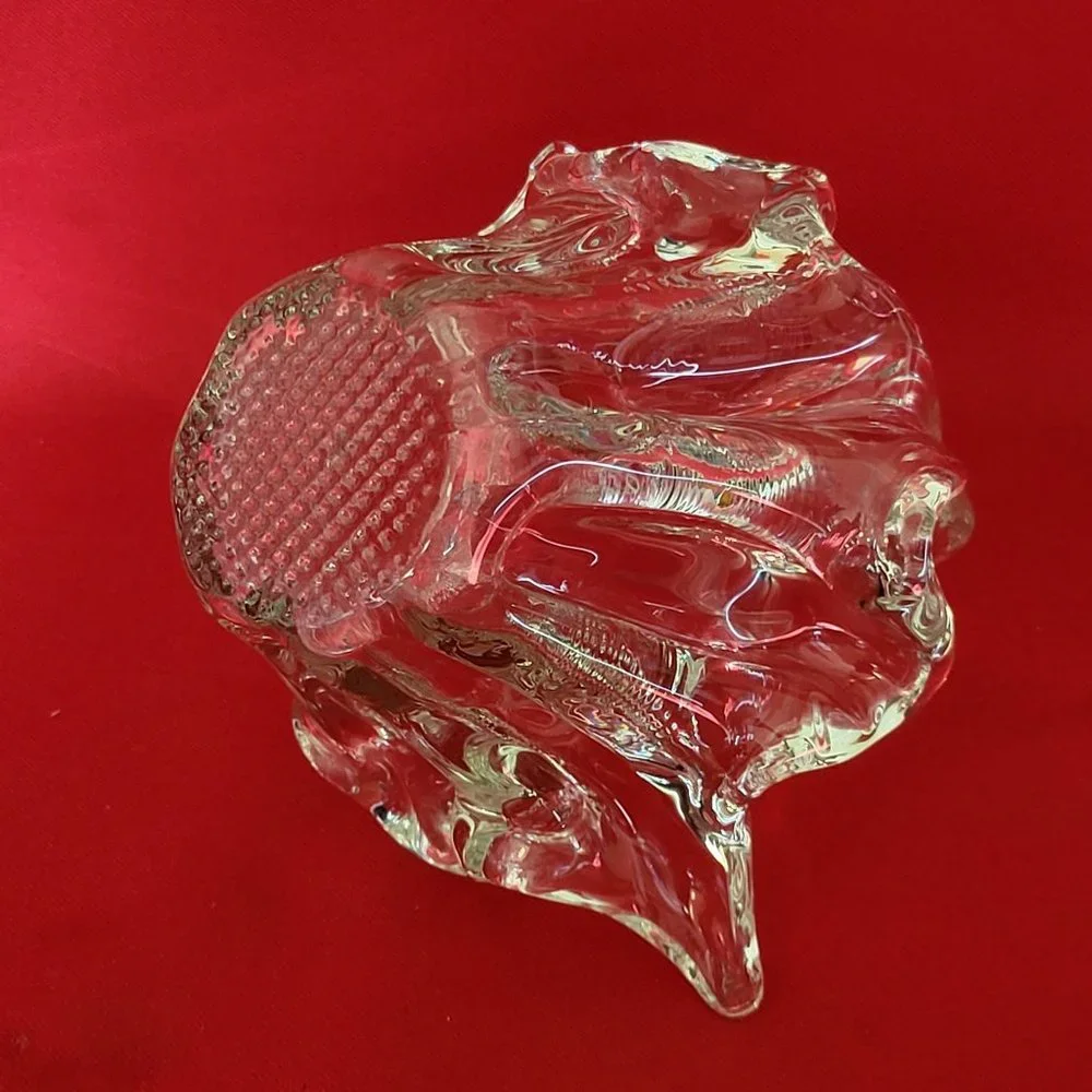 VTG Clear Art Glass Basket Trinket Bowl Candy Dish